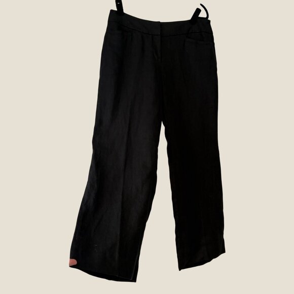 Loft 100% Linen Julie Trouser Wide Leg Black Professional Pants Size 6 - Picture 2 of 10